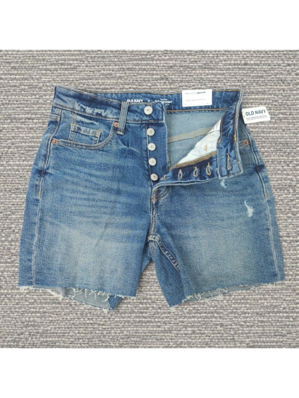 Old Navy Womens Size 2 High Rise OG Straight Denim Shorts NWT Button Fly Cutoff